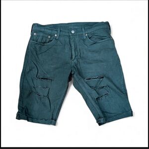 LEVI STARUS &CO  Green Men's Ripped SHORTS